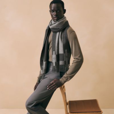 グレー - メンズ シルクマフラー＆カシミヤストール | Hermès